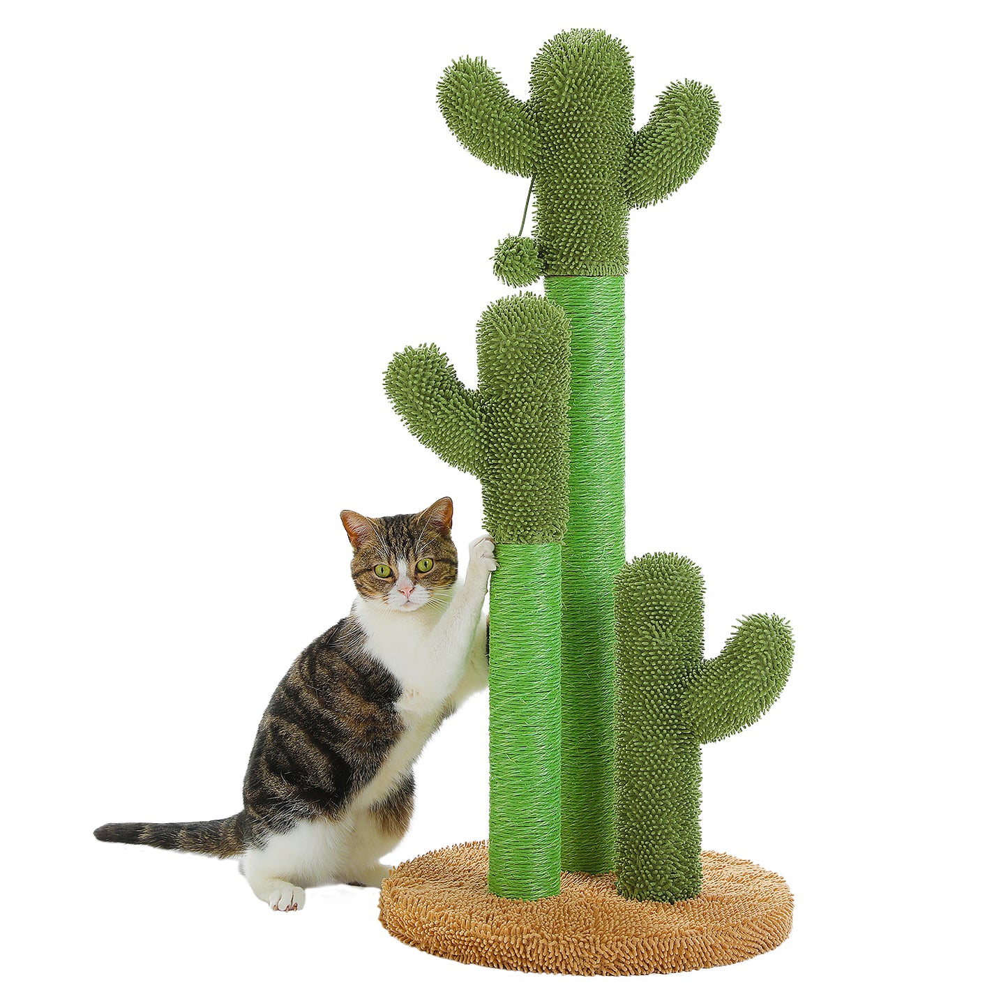 Nagaipet 猫爪とぎポール 極太 直径10cm 麻紐 サボテン バリバリ カリカリ 爪磨き 猫のおもちゃ キャットタワー 猫タワー かわいい インテリア おしゃれ 多頭飼い 省スペース 高さ85cm グリーン