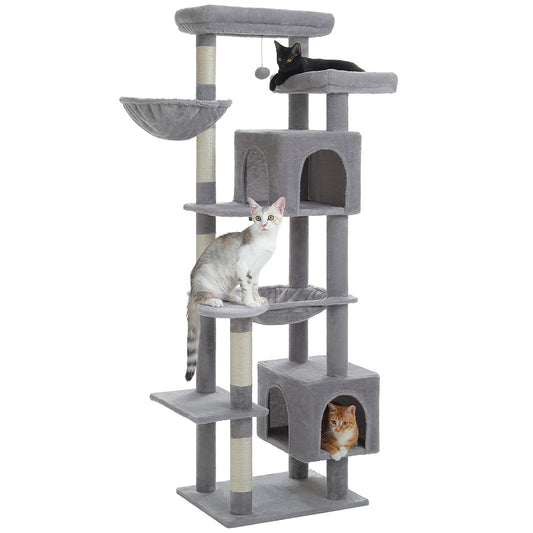 Nagaipet キャットタワー スリム 大型猫用 多頭飼い 猫タワー 据え置き型 コンパクト ハンモック サボテン シンプル 高さ175cm AMT0293