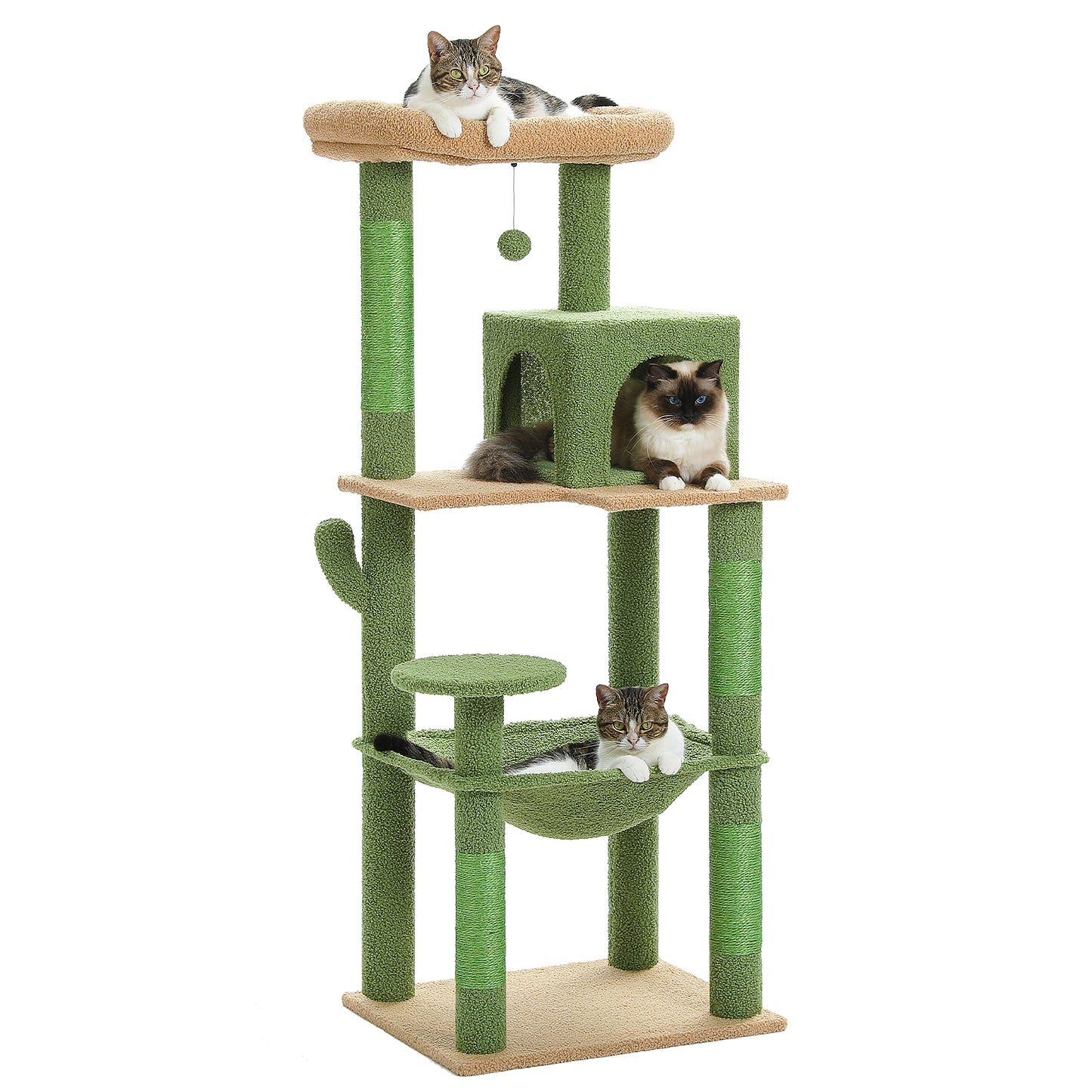 Nagaipet キャットタワー 猫タワー 大型猫 スリム 広いハンモック 爪とぎ おしゃれ 据え置きタイプ 遊び場 多頭飼い 運動不足解消 天然サイザル麻紐 登り降りしやすい 猫ハウス 省スペース 猫ランド AMT0110