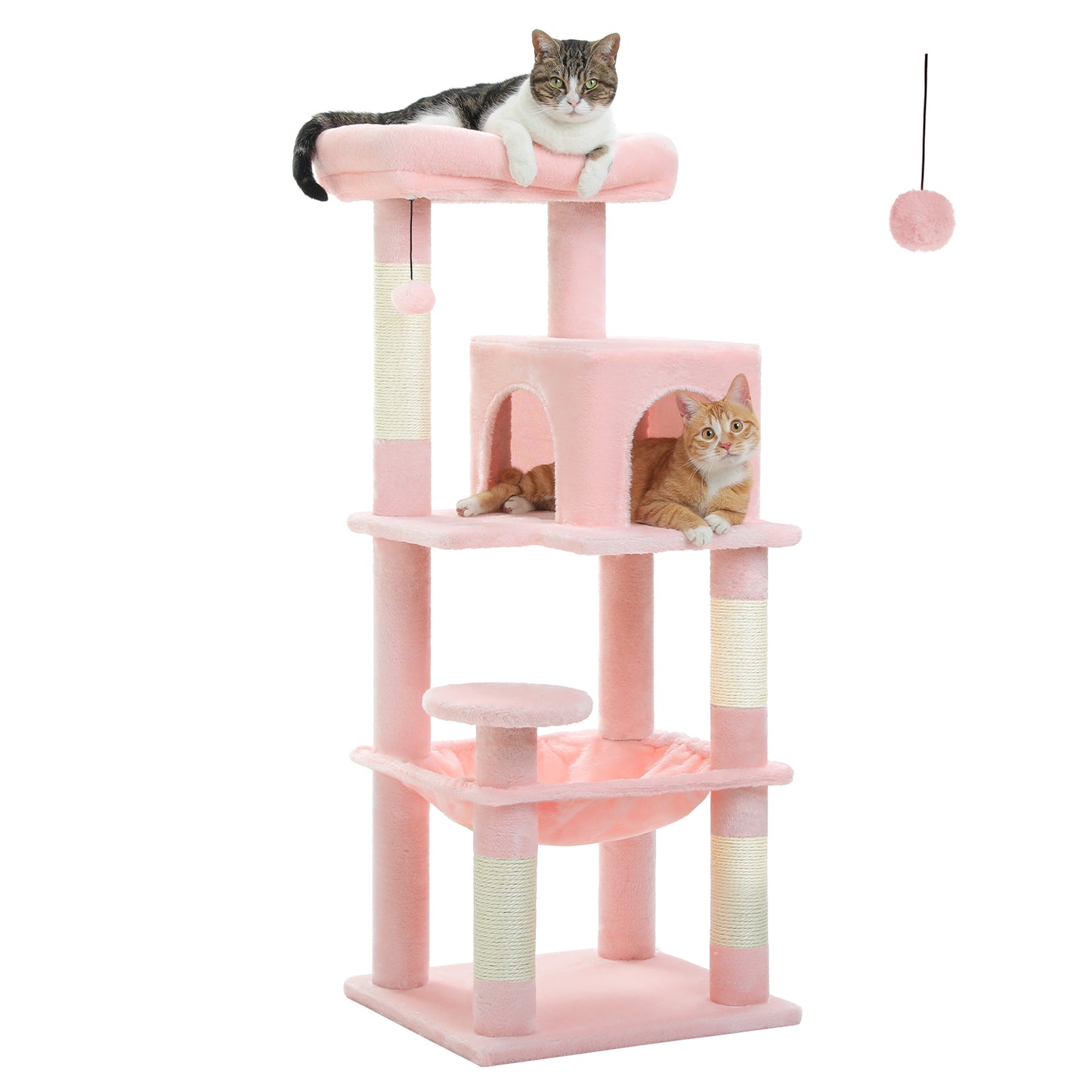 Nagaipet キャットタワー 猫タワー 大型猫 スリム 広いハンモック 爪とぎ おしゃれ 据え置きタイプ 遊び場 多頭飼い 運動不足解消 天然サイザル麻紐 登り降りしやすい 猫ハウス 省スペース 猫ランド AMT0110