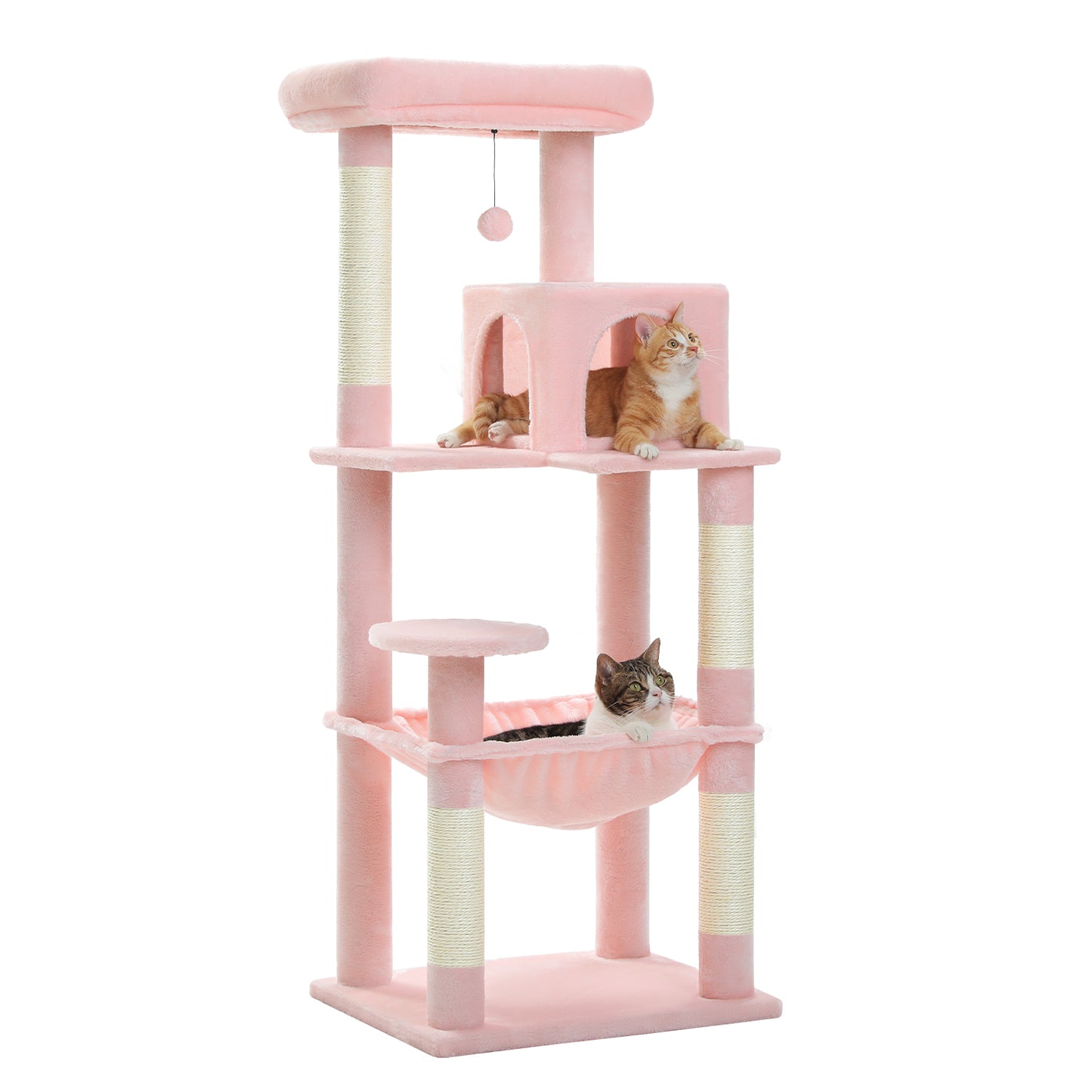 Nagaipet キャットタワー 猫タワー 大型猫 スリム 広いハンモック 爪とぎ おしゃれ 据え置きタイプ 遊び場 多頭飼い 運動不足解消 天然サイザル麻紐 登り降りしやすい 猫ハウス 省スペース 猫ランド AMT0110