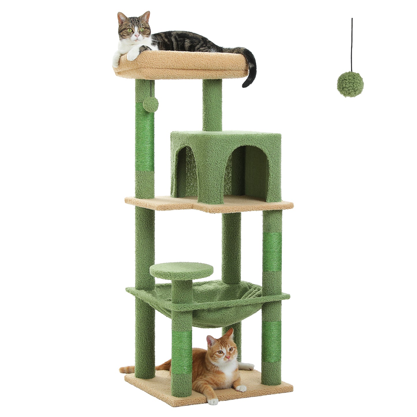 Nagaipet キャットタワー 猫タワー 大型猫 スリム 広いハンモック 爪とぎ おしゃれ 据え置きタイプ 遊び場 多頭飼い 運動不足解消 天然サイザル麻紐 登り降りしやすい 猫ハウス 省スペース 猫ランド AMT0110