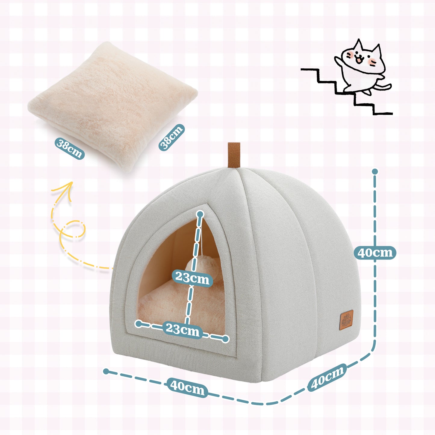 Nagaipet ペットベッド ドーム型 犬用 猫用 ベッド 洗える ペットクッション マット 高反発 ふわふわ 滑り止め オールシーズン 小型犬 洗える ペット用ベッド ベージュ グレー