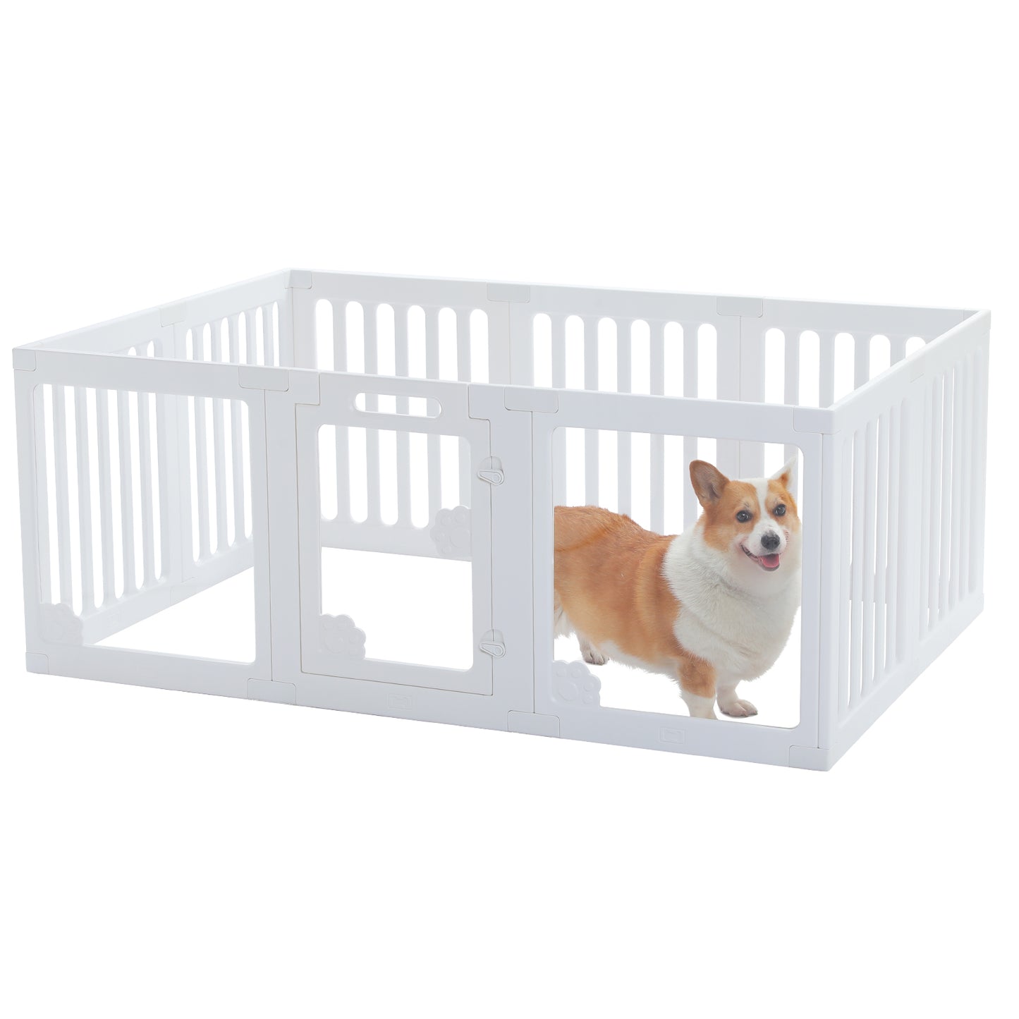 Nagaipet 犬用ペットサークル ペットケージ 犬 ケージ ペットフェンス プラスチック製 水洗い 中型犬 小型犬 シニア犬 子犬 子猫 多頭飼い 据え置き コンパクト 猫 おもちゃ 可愛い おしゃれ ホワイト 150×100×60cm