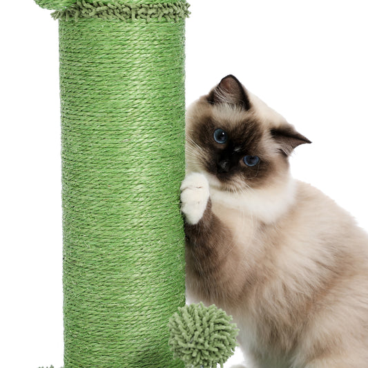 Nagaipet 猫爪とぎポール 極太 直径10cm 麻紐 サボテン バリバリ カリカリ 爪磨き 猫のおもちゃ キャットタワー 猫タワー かわいい インテリア おしゃれ 多頭飼い 省スペース 高さ85cm グリーン