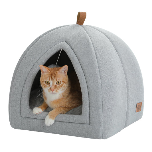 Nagaipet ペットベッド ドーム型 犬用 猫用 ベッド 洗える ペットクッション マット 高反発 ふわふわ 滑り止め オールシーズン 小型犬 洗える ペット用ベッド ベージュ グレー