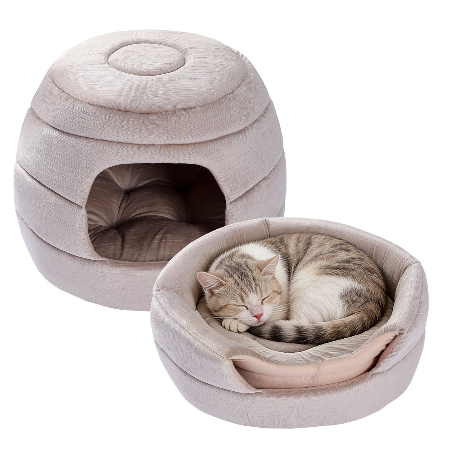 Nagaipet ペットハウス ペットベッド ベッド ドームハウス  ドーム型ベッド クッション 犬 猫 小型犬 中型犬 多用 2WAY ハチの巣形 おしゃれ 高級感 大人気 四季兼用 秋冬用 無地