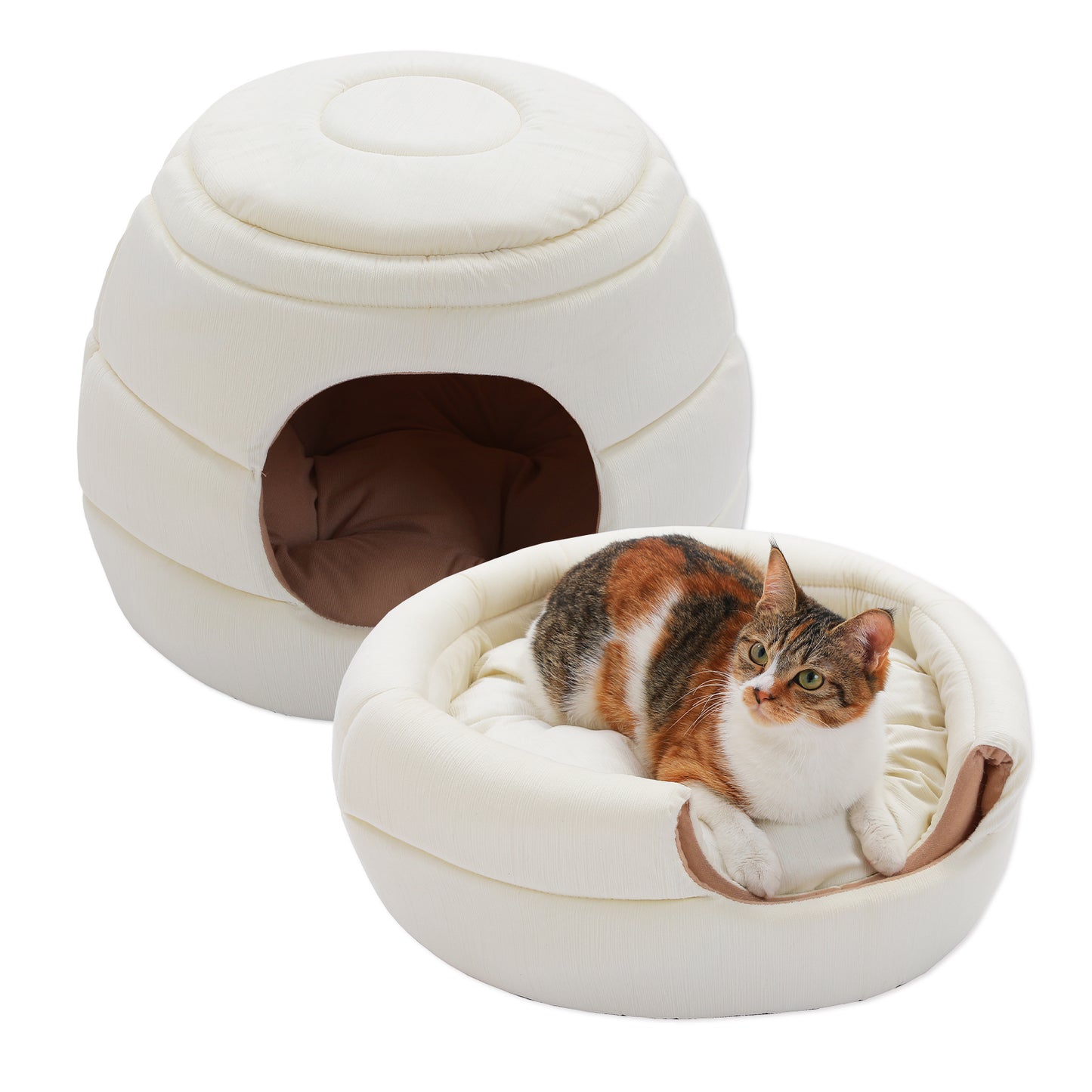 Nagaipet ペットハウス ペットベッド ベッド ドームハウス  ドーム型ベッド クッション 犬 猫 小型犬 中型犬 多用 2WAY ハチの巣形 おしゃれ 高級感 大人気 四季兼用 秋冬用 無地