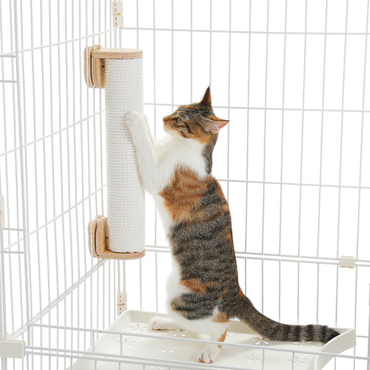 Nagaipet 猫 爪研ぎ ケージ用 綿縄 木製 木目調 爪研ぎポール 省スペース ストレス解消 運動不足対策 バリバリ ガリガリ 組み立て簡単 シンプル 長さ35cm