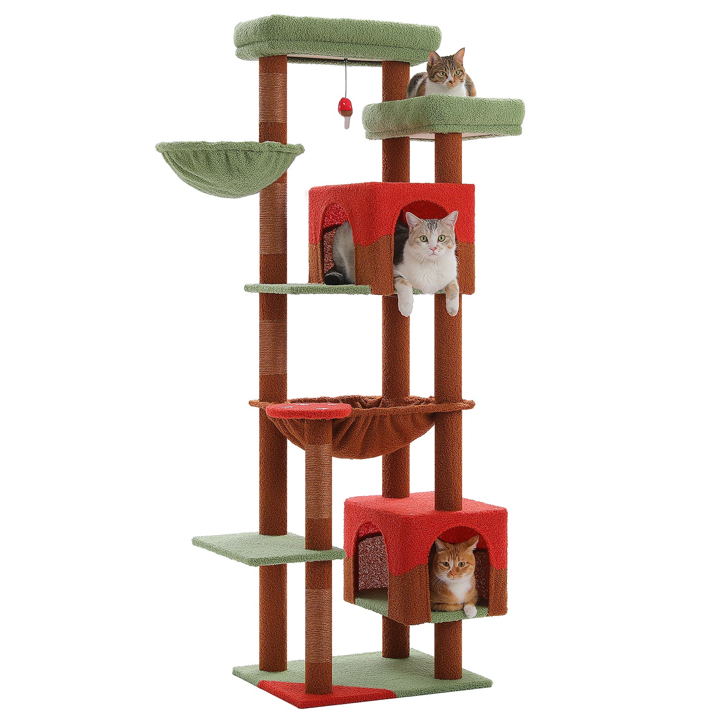 Nagaipet キャットタワー スリム 大型猫用 多頭飼い 猫タワー 据え置き型 コンパクト ハンモック サボテン シンプル 高さ175cm AMT0293