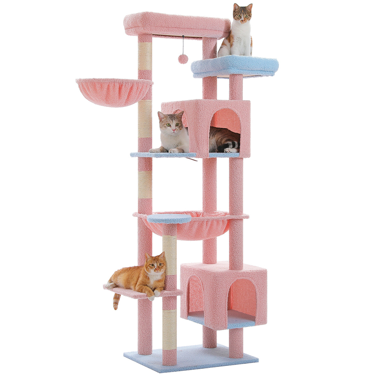 Nagaipet キャットタワー スリム 大型猫用 多頭飼い 猫タワー 据え置き型 コンパクト ハンモック サボテン シンプル 高さ175cm AMT0293