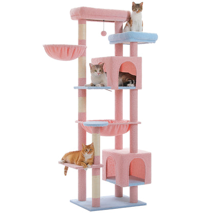 Nagaipet キャットタワー スリム 大型猫用 多頭飼い 猫タワー 据え置き型 コンパクト ハンモック サボテン シンプル 高さ175cm AMT0293