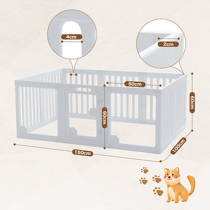 Nagaipet 犬用ペットサークル ペットケージ 犬 ケージ ペットフェンス プラスチック製 水洗い 中型犬 小型犬 シニア犬 子犬 子猫 多頭飼い 据え置き コンパクト 猫 おもちゃ 可愛い おしゃれ ホワイト 150×100×60cm