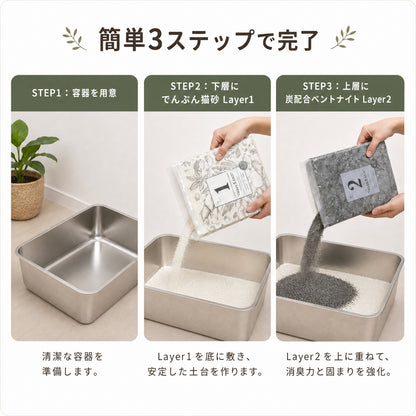 Nagaipet キャットリター 4袋セット キャッサバ砂×2・ベントナイト×2 自由に配合できる猫砂