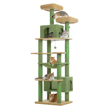 Nagaipet キャットタワー 猫タワー 大型猫用 夏 多頭飼い 丈夫 ハンモック 据え置き スリム ねこ ネコ  麻紐 爪とぎポール 猫のおもちゃ ポンポン 転倒防止ベルト付き 展望台 猫ベッド 運動不足解消