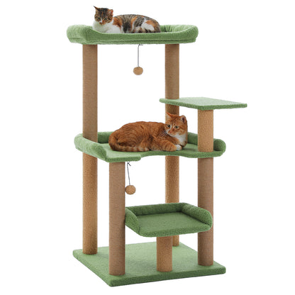 Nagaipet キャットタワー 猫タワー スリム シニア猫 ネコ 低い 安定感重視 省スペース 大型猫用 シンプル おしゃれ ねこ 多頭飼い 運動不足解消 猫爪研ぎ 麻紐 猫ベッド おもちゃ 巨大土台 据え置き 置き型 組立簡単 人気 多色 高さ113cm