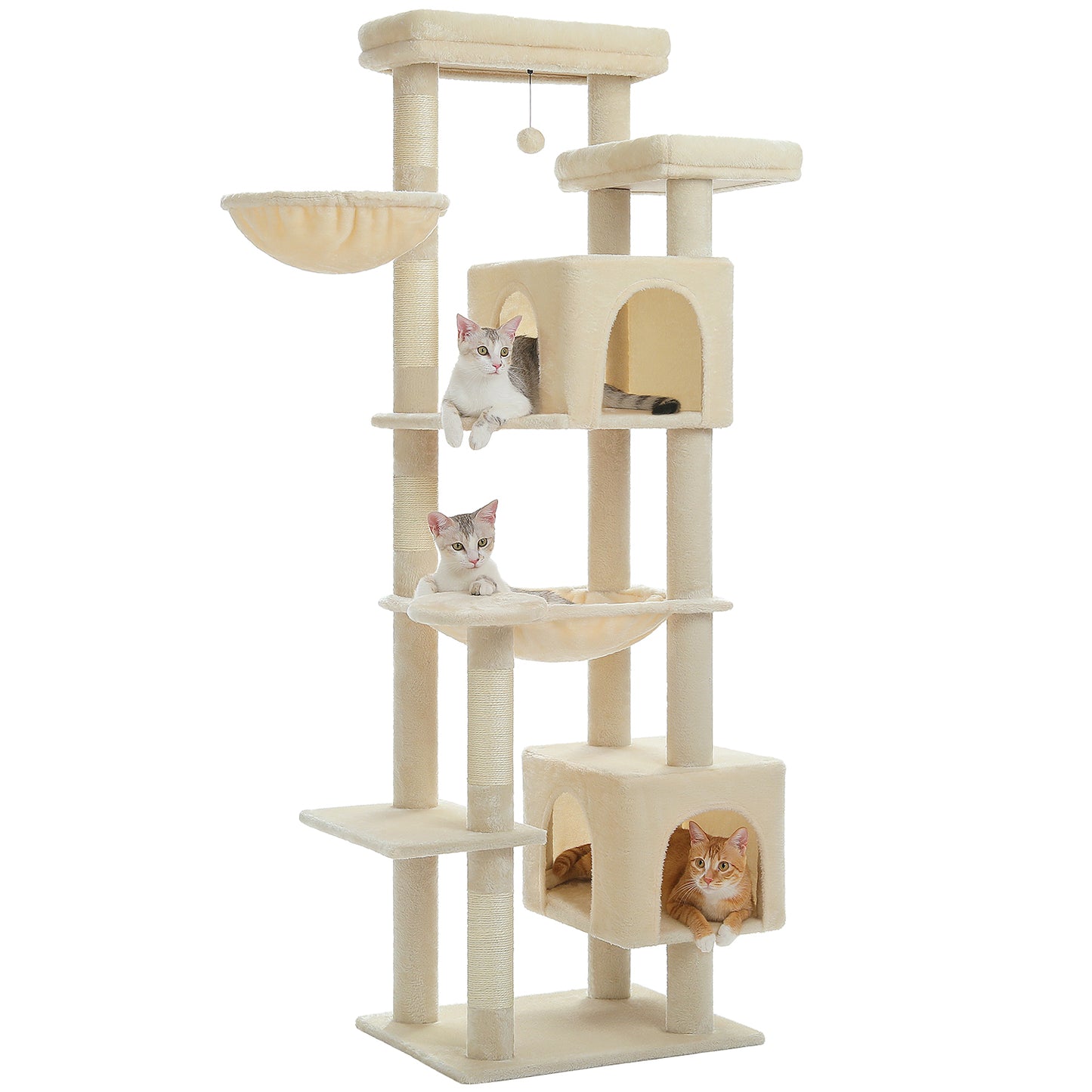 Nagaipet キャットタワー スリム 大型猫用 多頭飼い 猫タワー 据え置き型 コンパクト ハンモック サボテン シンプル 高さ175cm AMT0293