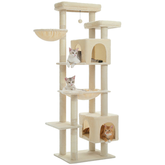 Nagaipet キャットタワー スリム 大型猫用 多頭飼い 猫タワー 据え置き型 コンパクト ハンモック サボテン シンプル 高さ175cm AMT0293