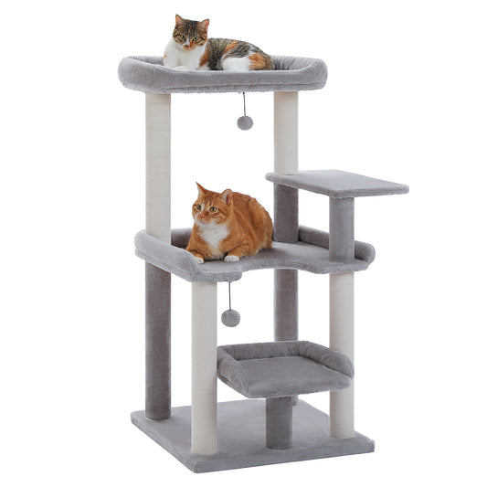 Nagaipet キャットタワー 猫タワー スリム シニア猫 ネコ 低い 安定感重視 省スペース 大型猫用 シンプル おしゃれ ねこ 多頭飼い 運動不足解消 猫爪研ぎ 麻紐 猫ベッド おもちゃ 巨大土台 据え置き 置き型 組立簡単 人気 多色 高さ113cm