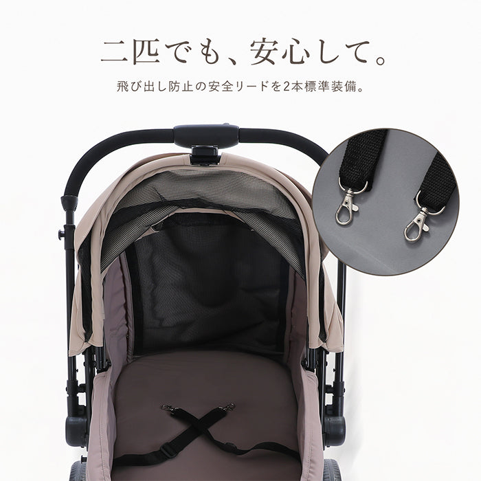 Nagaipet ペットカート 対面式 ペットバギー 犬用 猫用 多頭飼い ワンタッチ 折りたたみ 軽量 前輪360°回転 耐荷重30kg 対面式切り替え対応 小型犬・中型犬・猫兼用 多頭飼い対応大型キャビン 前輪360°回転＆ブレーキ付き