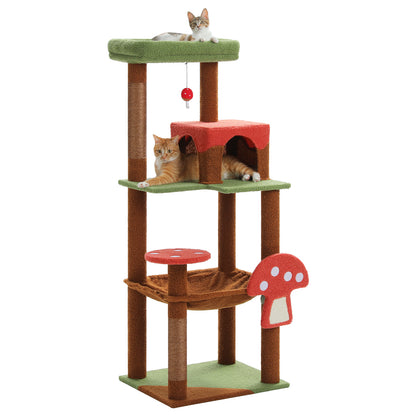 Nagaipet キャットタワー 猫タワー 大型猫 スリム 広いハンモック 爪とぎ おしゃれ 据え置きタイプ 遊び場 多頭飼い 運動不足解消 天然サイザル麻紐 登り降りしやすい 猫ハウス 省スペース 猫ランド AMT0110