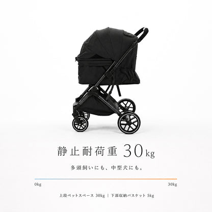 Nagaipet ペットカート 対面式 ペットバギー 犬用 猫用 多頭飼い ワンタッチ 折りたたみ 軽量 前輪360°回転 耐荷重30kg 対面式切り替え対応 小型犬・中型犬・猫兼用 多頭飼い対応大型キャビン 前輪360°回転＆ブレーキ付き