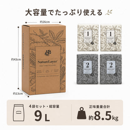 Nagaipet キャットリター 4袋セット キャッサバ砂×2・ベントナイト×2 自由に配合できる猫砂
