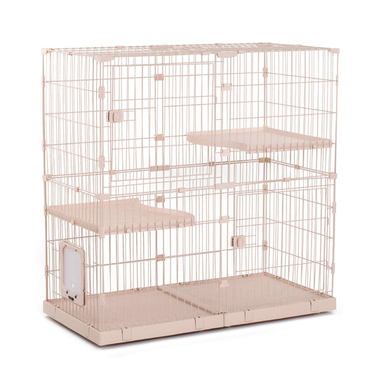 Nagaipet 猫 ケージ 大型 3段 広い 2段 多頭飼い キャットケージ 猫用エンクロージャ キャスター/ローラー 大きい/でかい 増やせる/拡張 ワイド ケージセット メインクーン ラグドール 組み立て簡単 足場 室内飼い