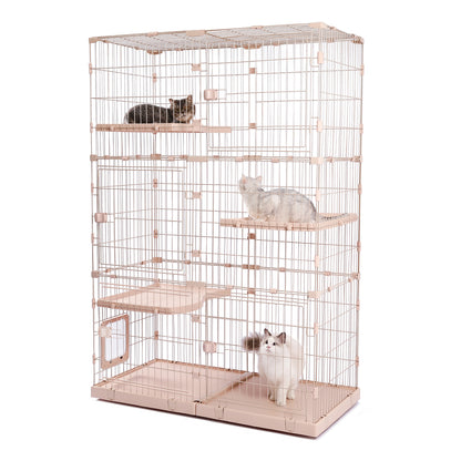 Nagaipet 猫 ケージ 大型 3段 広い 2段 多頭飼い キャットケージ 猫用エンクロージャ キャスター/ローラー 大きい/でかい 増やせる/拡張 ワイド ケージセット メインクーン ラグドール 組み立て簡単 足場 室内飼い