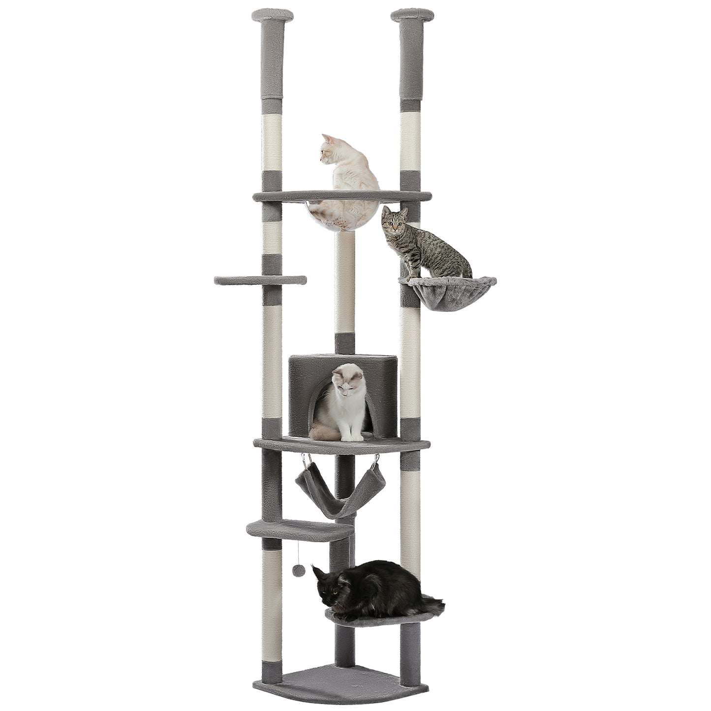 Nagaipet キャットタワー 突っ張り スリム 大型 宇宙船ハンモック  高さ調整幅236〜258cm AMT0119