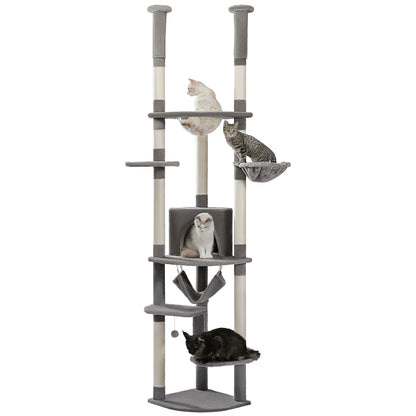 Nagaipet キャットタワー 突っ張り スリム 大型 宇宙船ハンモック  高さ調整幅236〜258cm AMT0119