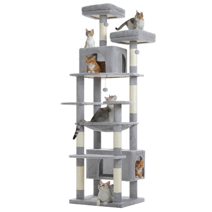 Nagaipet キャットタワー 猫タワー 大型猫用 夏 多頭飼い 丈夫 ハンモック 据え置き スリム ねこ ネコ  麻紐 爪とぎポール 猫のおもちゃ ポンポン 転倒防止ベルト付き 展望台 猫ベッド 運動不足解消