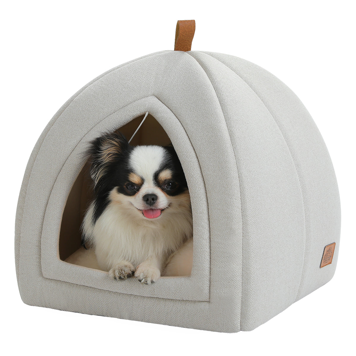 Nagaipet ペットベッド ドーム型 犬用 猫用 ベッド 洗える ペットクッション マット 高反発 ふわふわ 滑り止め オールシーズン 小型犬 洗える ペット用ベッド ベージュ グレー