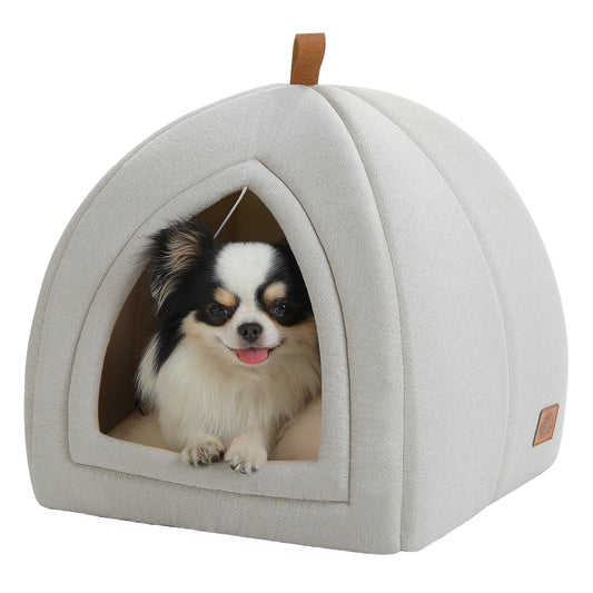 Nagaipet ペットベッド ドーム型 犬用 猫用 ベッド 洗える ペットクッション マット 高反発 ふわふわ 滑り止め オールシーズン 小型犬 洗える ペット用ベッド ベージュ グレー